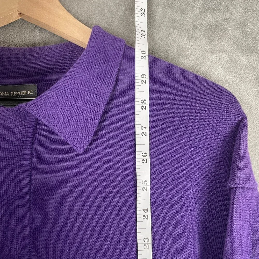 Banana Republic Purple Knit Polo Sweater Men’s XL Vintage Y2K Minimal Classic - Picture 4 of 7